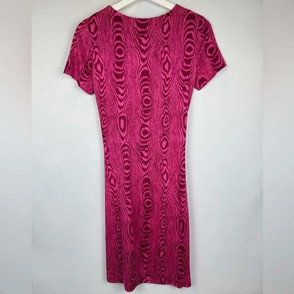 Diane von Furstenberg Zoe Dress Silk Jersey Short Sleeves Fuchsia Stretch Size 6 - Picture 7 of 11